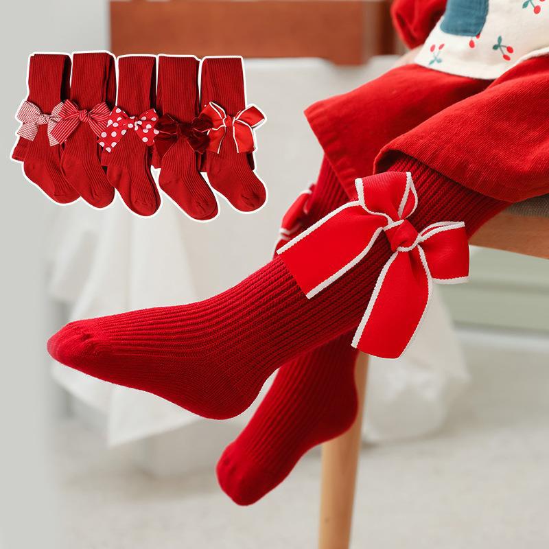 2022 Autumn Kids Baby Girls Red Stockings Cute Christmas Pantyhose Stylish Tights Pantyhose for Children Girls New Year Gift2-8Y