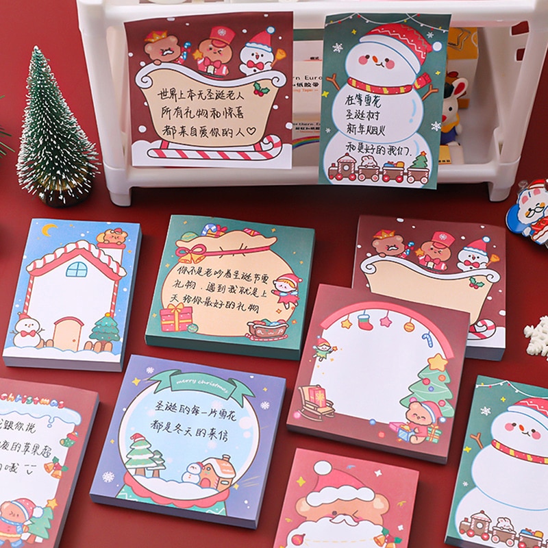 50 sheets Merry Christmas Sticky Notes Memo Pad Label Note Bookmarks Notepad School Office Stationery Supplies Holiday gifts