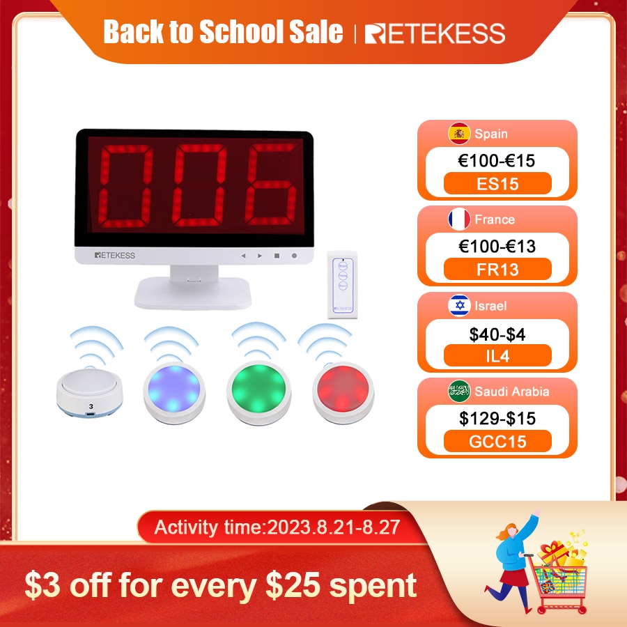 Retekess TM101 Quiz Answer Game Buzzer System 3 Answer Modes 4 Color States for Classroom Competition Game Show Family Games