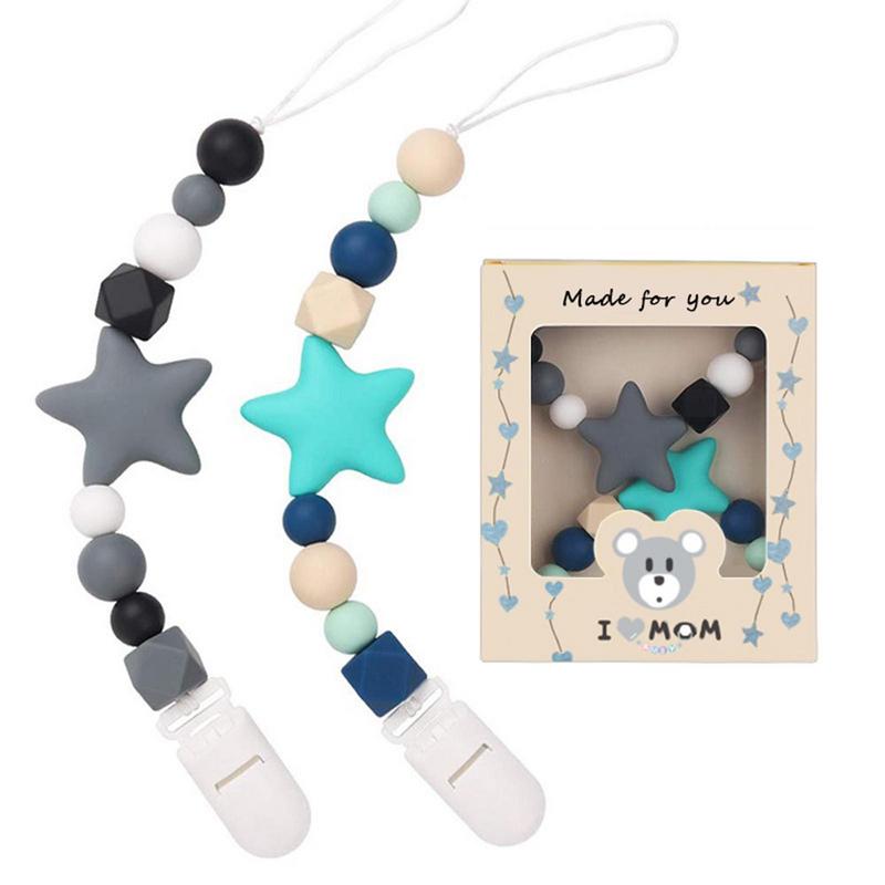 Baby Pacifier Clip Chain For Soothers Silicone Holder Star Shape Leash Strap Nipple Infant Feeding Teething Toys And Baby Gift