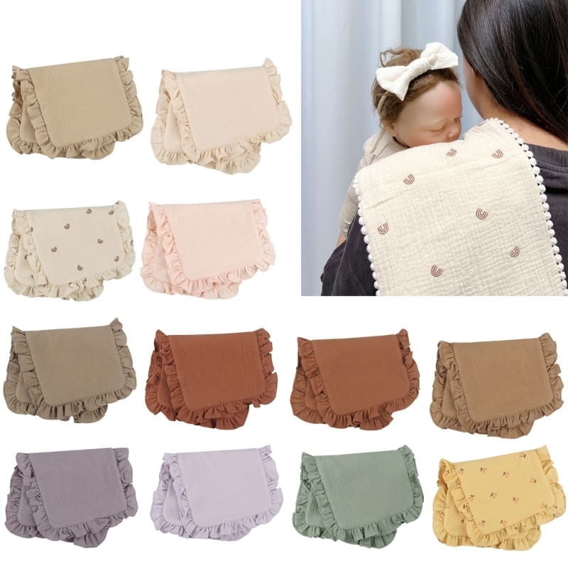 Feeding Cloth Burp Towel Face Cloth for Baby Boy Girl Gender Neutral Multi-Layer Handkerchief Ruffle Towel for Newborn