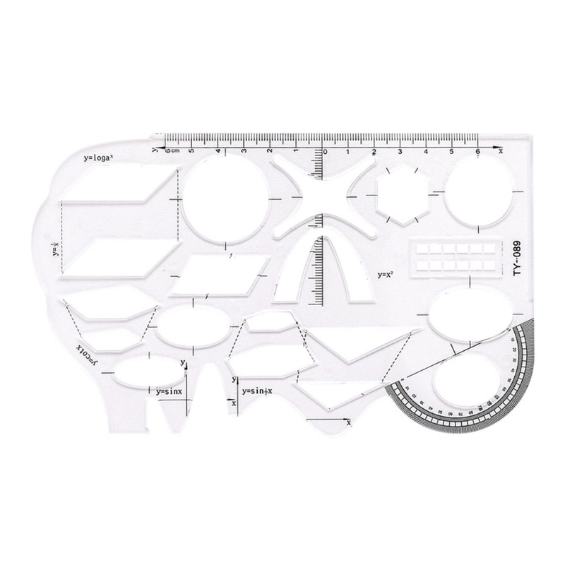 Clear Plastic Measuring Templates Geometric Rulers for Office/School Building L21B