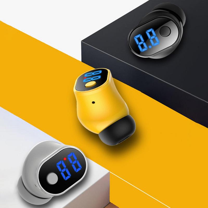 Ultra Mini Wireless Earphone Single Earbud Small Invisible Headphone LED Display In Ear Earphone With 21 Hour Playtime