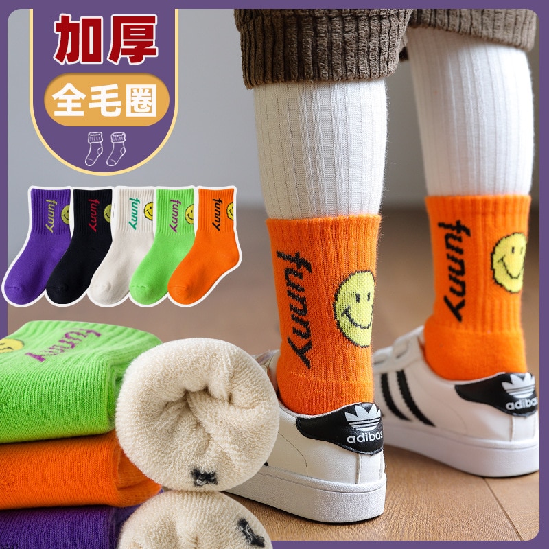 5 Pairs/lot Kids Boys Girl Socks Cotton Thicken Winter Velvet Cartoon Baby 2022 Fashion Breathable Warm Floor Anti-skid Girls So