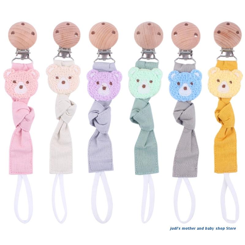 67JC Pacifier Clip for Baby Wooden Teethers Dummy Holder Toy Chain for Infant Newborn