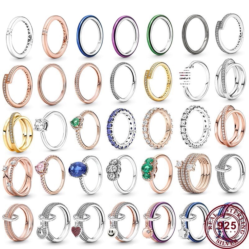 New Hot 925 Silver Lucky Bottle Cap Happy Smiley Face Peach Heart Women's Combination Ring Wedding High Quality Charm Jewel