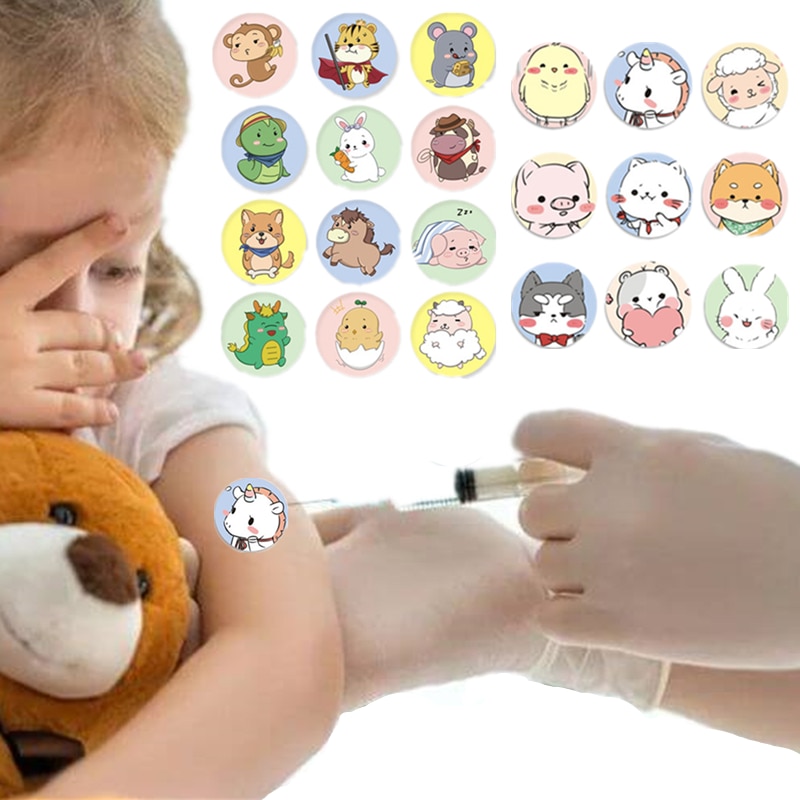120pcs/set Cartoon Band Aid Round Wound Plaster for Baby Syringe Injection Hole Skin Patch Waterproof Adhesive Bandages