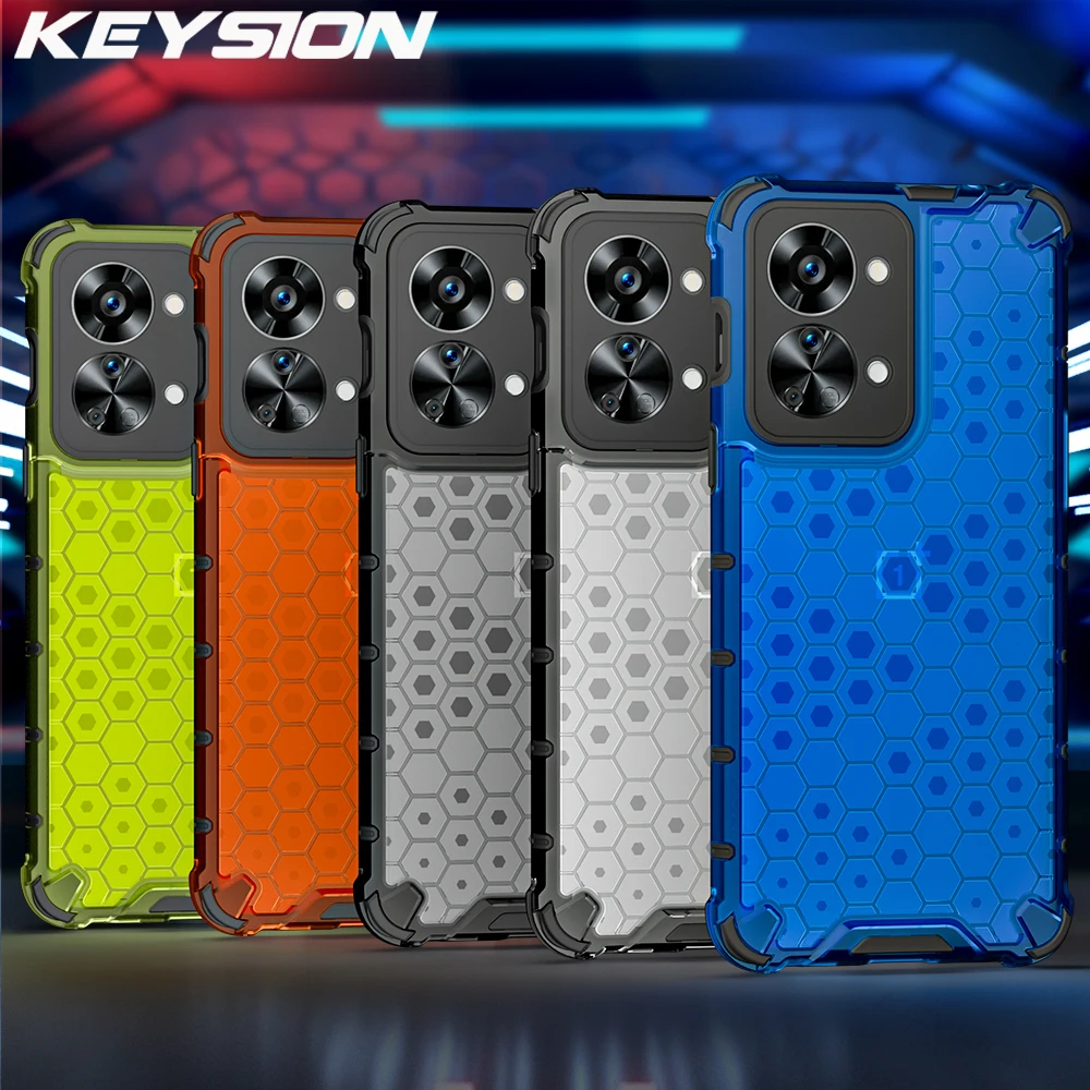 KEYSION Shockproof Armor Case for Oneplus Nord 2T 5G Silicone + PC Honeycomb Phone Back Cover for