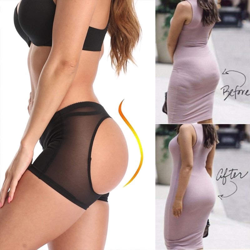 Women Mid Rise Mesh Body Shaper Panties Hollow Out Buttock Underwear Butt Lifter Enhancer Sexy Hip Pants Thigh Slimmer