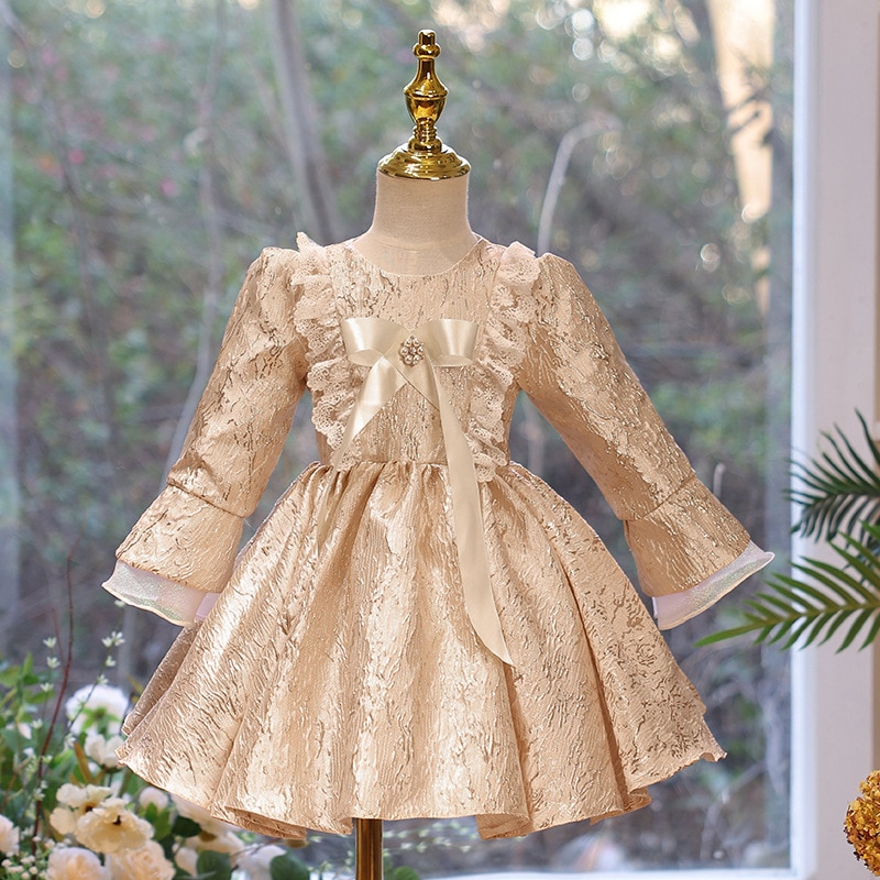 Winter Autumn Girls Retro Spanish Ball Gown Baby Lolita Princess Dresses Infant Birthday Christening Dress Girl Boutique Clothes