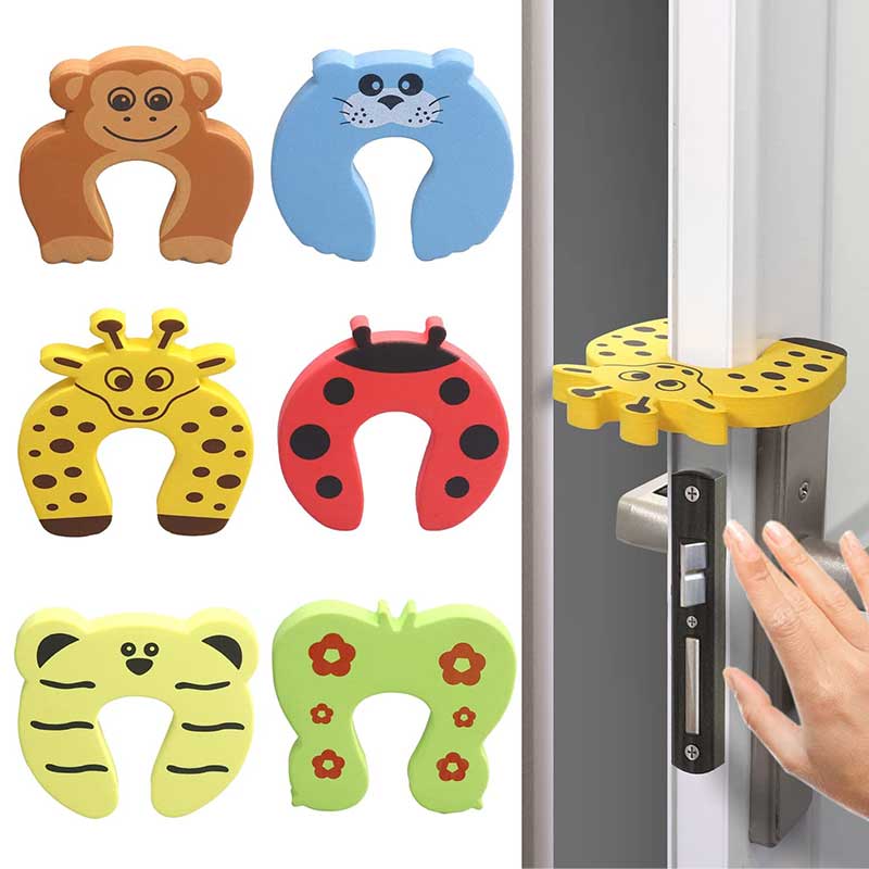 2Pcs Cartoon Animal Door Stopper for Kids Baby Finger Protector Soft Foam Cushion Prevent Finger Pinch Injuries Slamming Door