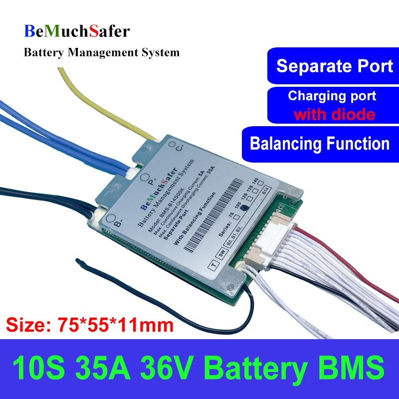 BeMuchSafer 10S 35A 30A 36V Battery BMS 10S30A 10S35A BMS With Balance Function On/Off Switch