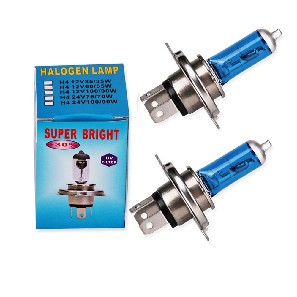 2pcs Car Accessories H4 60/55W Car Halogen Bulb 12V Xenon Light High Low Beam P43T 9003 Super Xenon White 6000K Headlight Lamp
