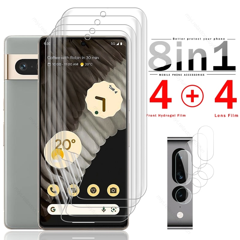 8To1 Pixel 7 Pro Camera Glass & 999D Curved Soft Hydrogel Film For Google Pixel7 Pro Pixel 7pro Pixel7pro Screen Protectors 