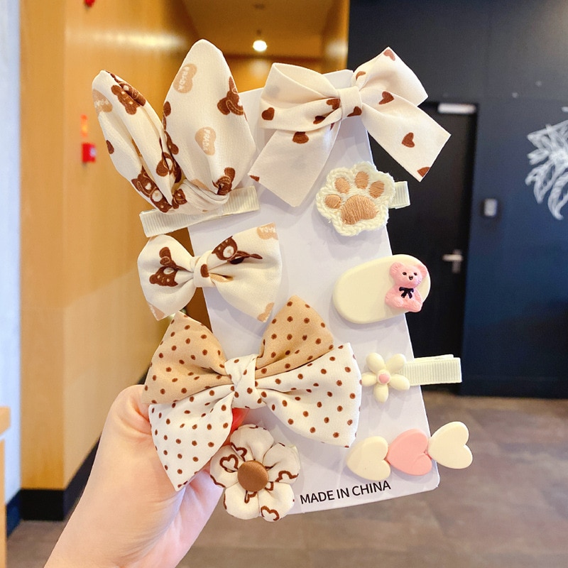 Korean Kawaii Coffee Color Hair Pin Fabric Barrettes Princess Baby Headwear for Children Headwear Girls Kids Hair Accessories