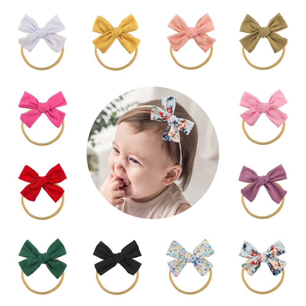 New Baby Butterfly Knot Hair Band Baby Super Soft Nylon Hair Band Neonatal Headband Kids Headwear Kids Headwear