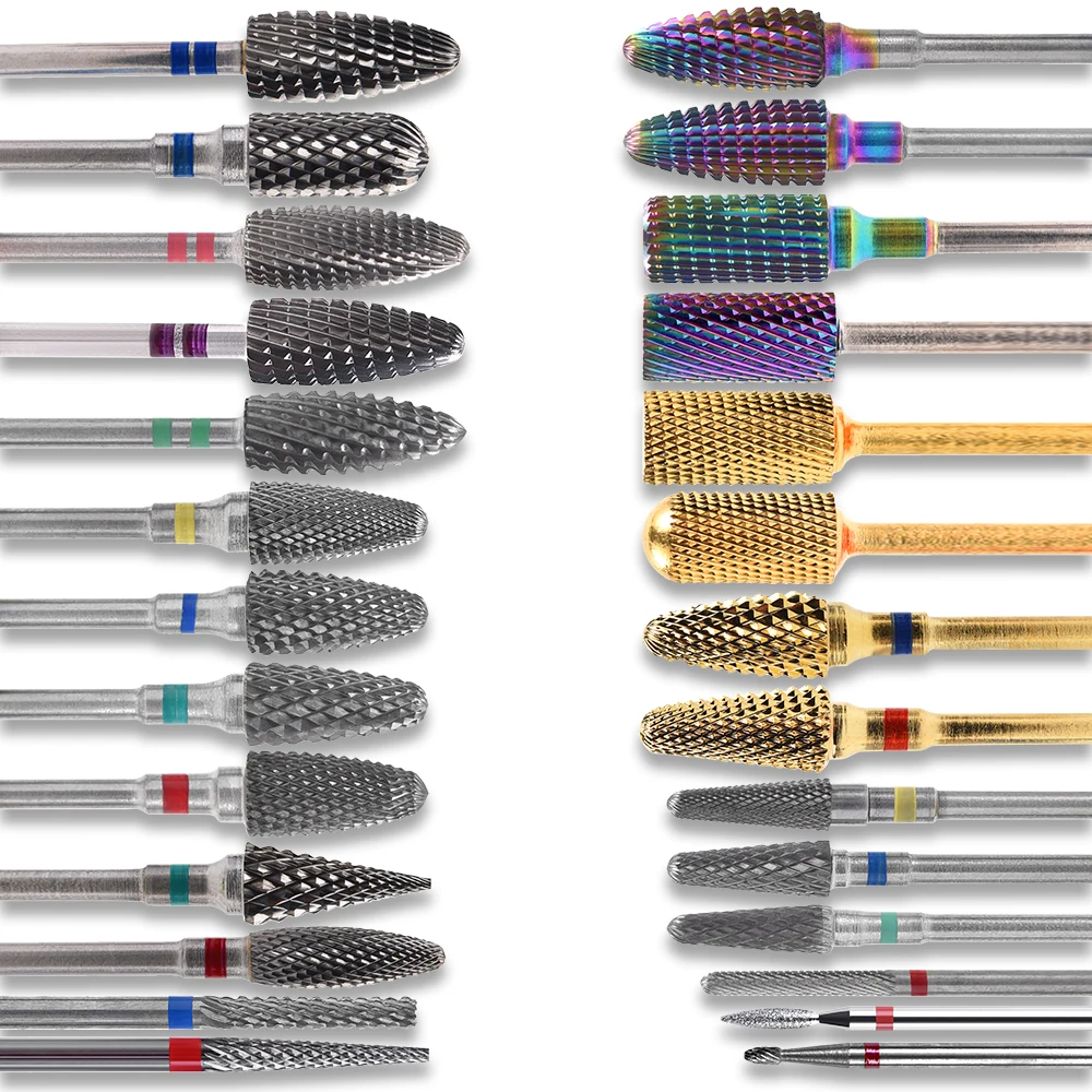 Tungsten Carbide Nail Drill Bits Rotate Burrs for Gel Polish Remove Manicure Pedicure Nail Files