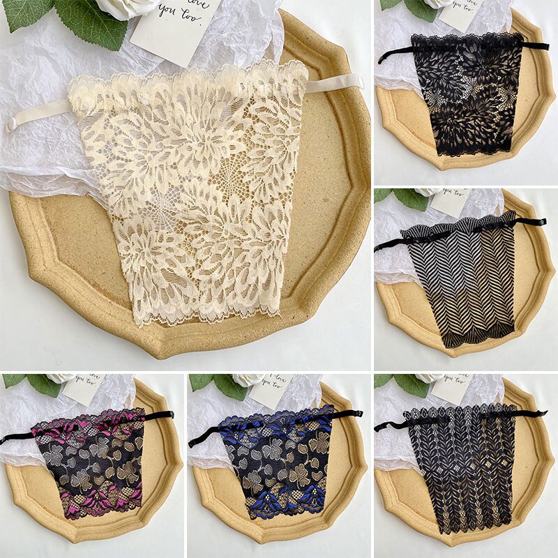 Non-Marking Breast Cover Cloth Sexy Women Tube Top Strapless Wrap Bra Nvisible Bra Underwear Lace Anti-Glare Tube Underwear Top