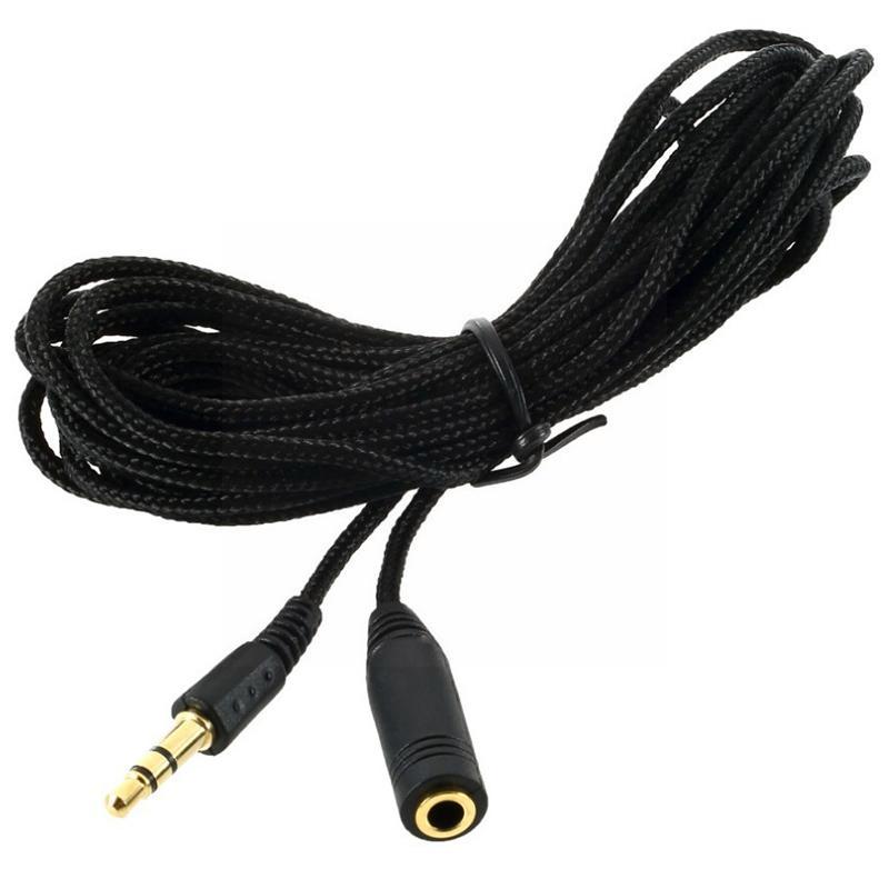 NEW 5m Earphone Headphone Stereo Audio Extension Cable Cord For Speaker Phone Cloth Lanyards Wire 3.5mm Jack Female To Male B2Q6