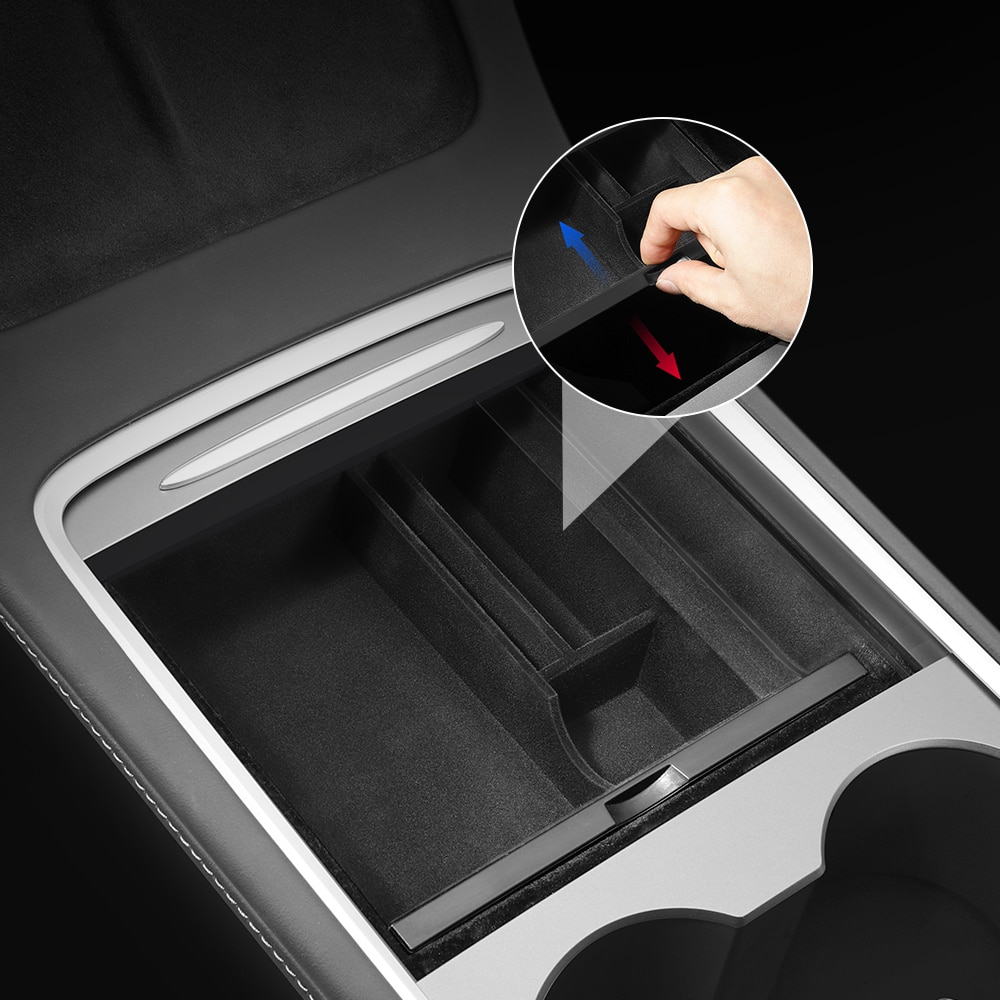YZ For Tesla Model 3 Medel Y Storage Box Center Armrest Hidden Box Cup Holder Organizer 2022 2021 Car Accessories
