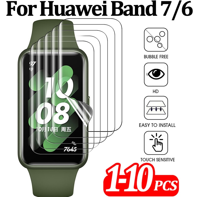 1-10PCS Screen Protector for Huawei Band 7/6 Honor Band 6 Smart Watch Shatterproof HD TPU Soft Hydrogel Film for Huawei Band 7 6