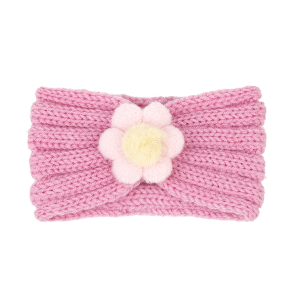 Lovely Flower Knitted Headband Wide Baby Turban Warm Winter Handmade Knotted Infant Girls Headwrap Baby Hair Accessories