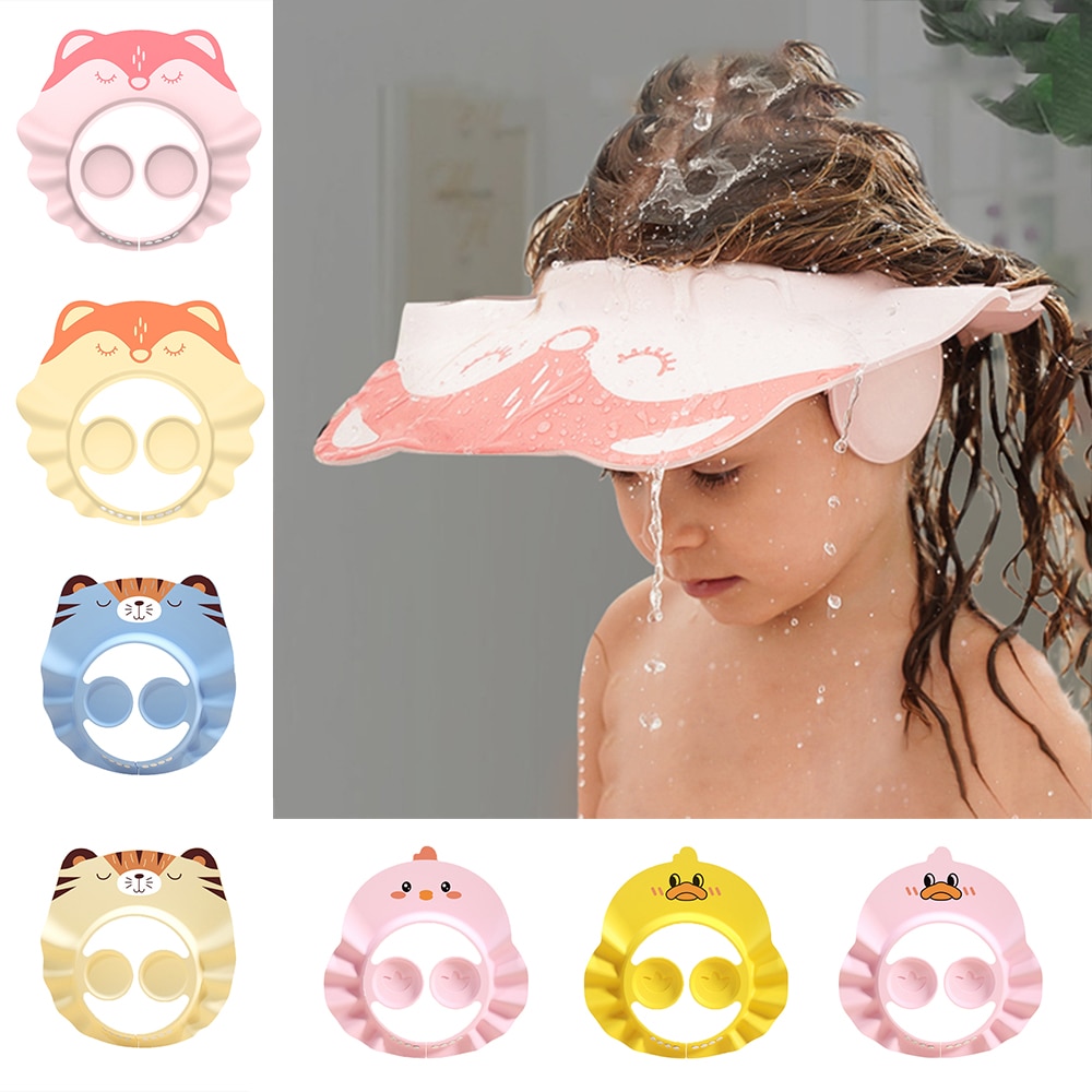 Baby Shower Soft Cap Adjustable Hair Wash Hat for Kids Ear Protection Safe Children Shampoo Bathing Shower Protect Head Cover
