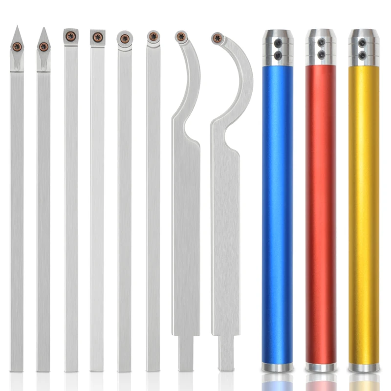 Wood turning Tools Carbide Insert Cutter Swan Neck Wood Turning Chisel Blade and Aluminum Handle for