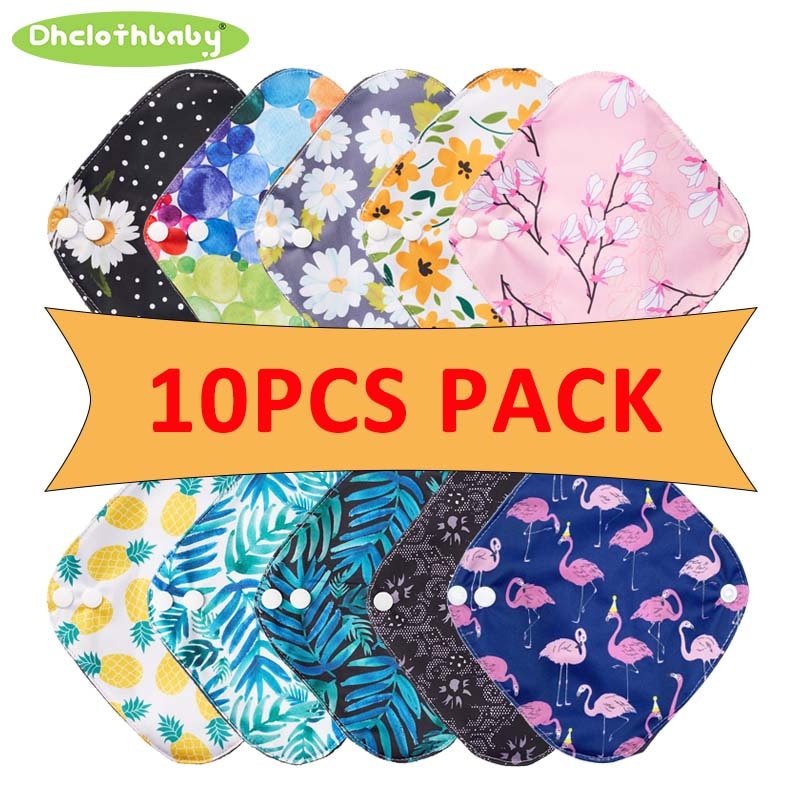 10PCS Small Size Bamboo Charcoal Reusable Sanitary Pads Daily Light Flow Panty Liner Incontinence Period Washable Menstrual Pads