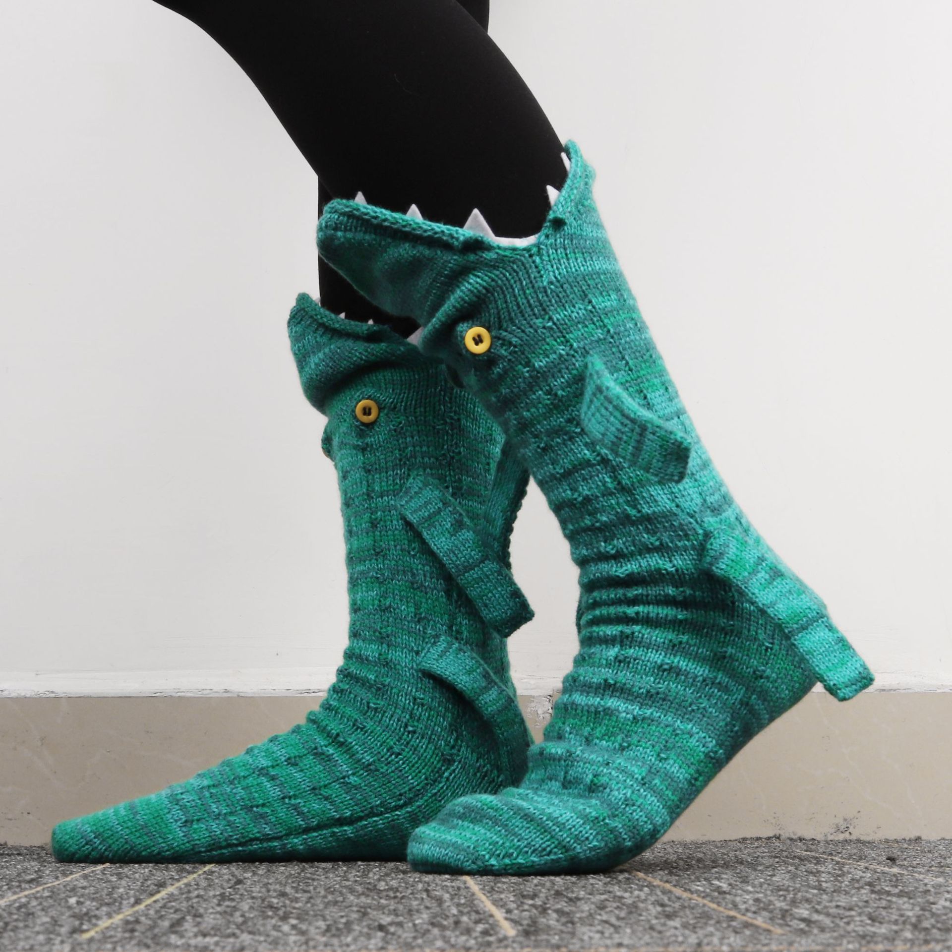 Christmas Socks Women Funny Animal Knit Socks Novelty Fuzzy Gluttonous Crocodile Eating Foot Socks Winter Spring Warm Socks