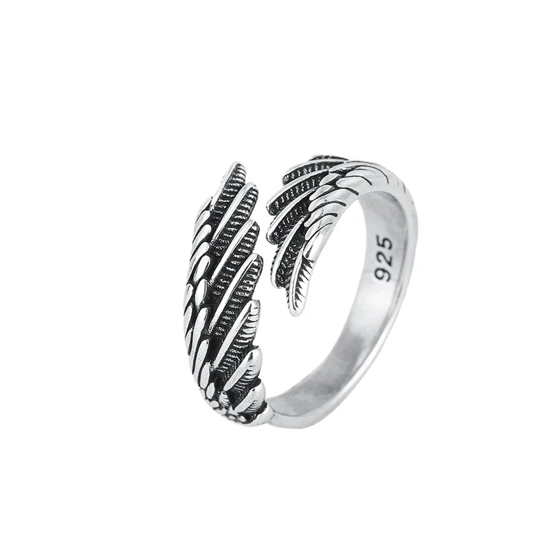 925 Sterling Silver Women's Ring Feather Wing Dating Jewelry Aesthetic Accessories Cheap  GaaBou