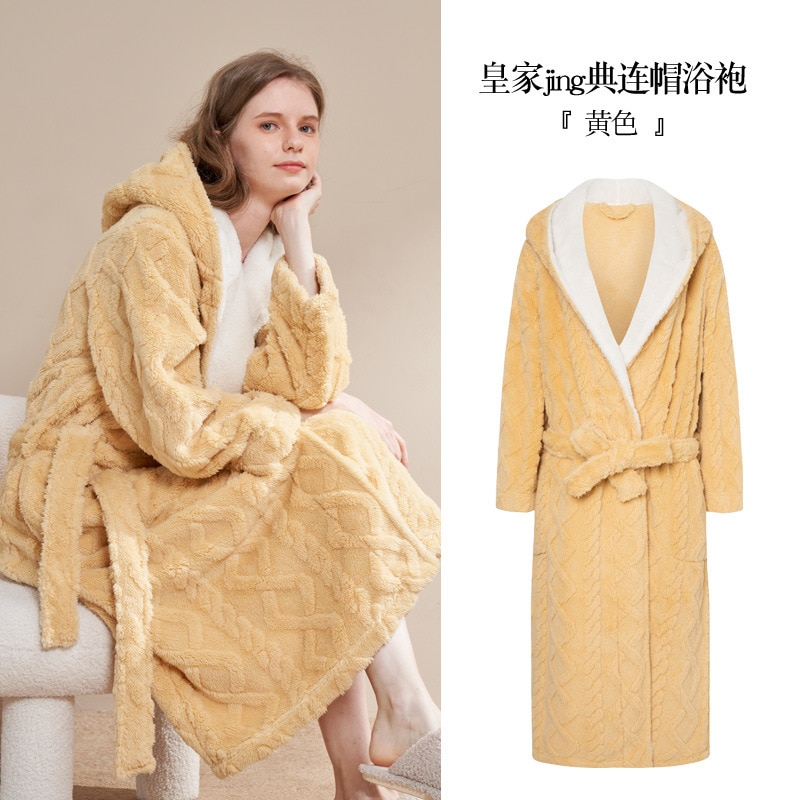 Autumn Winter Women Sleepwear Flannel Robe Thicken Pajamas Lady Bathrobes Nightgown Long Dressing Gown Loungewear Free Shipping