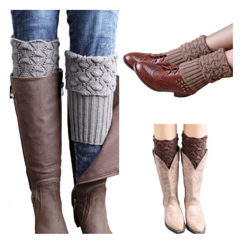 Women Ladies Crochet Knitted Shell Design Boot Cuffs Toppers Knit Leg Warmers Winter Short Liner Boot Socks