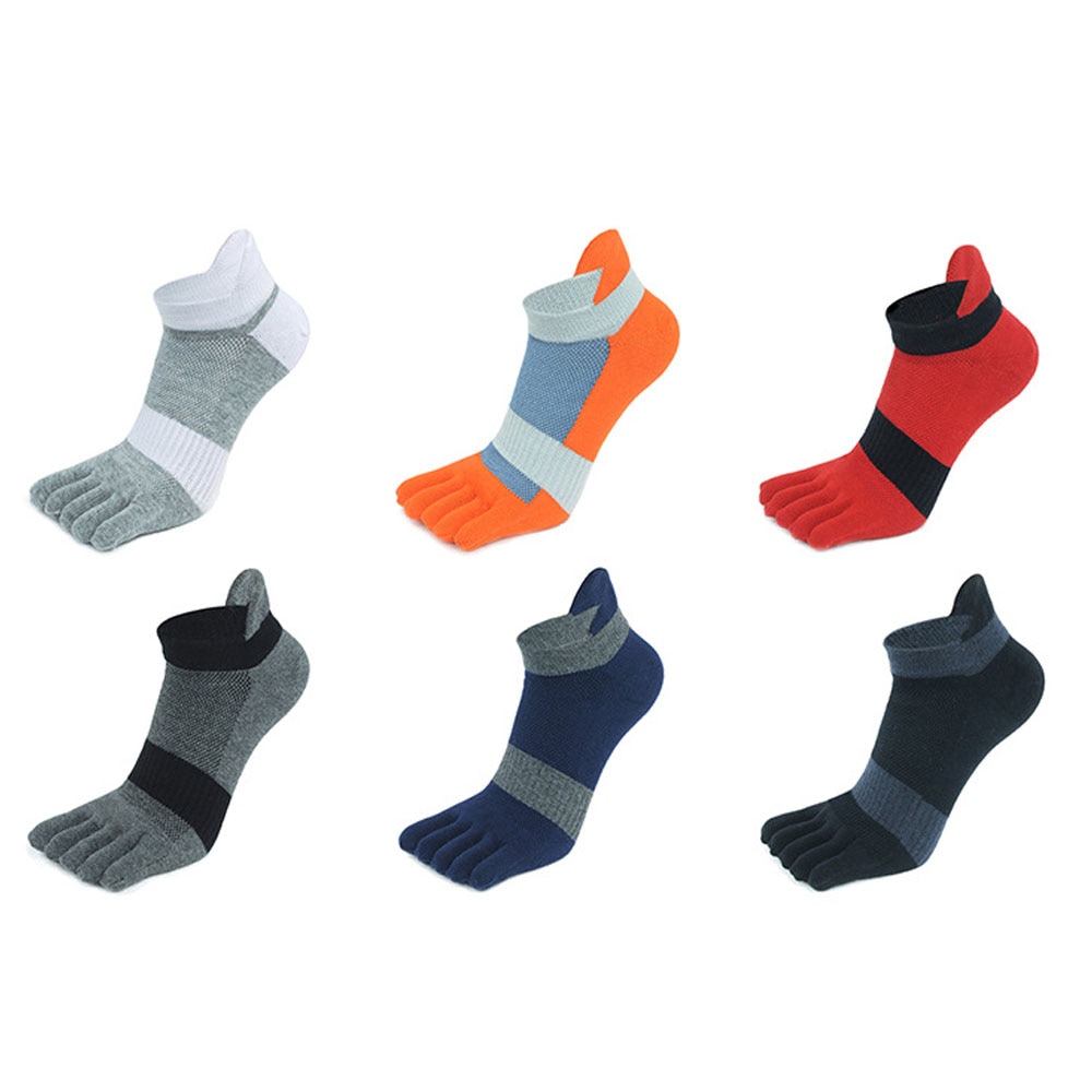 1 Pair Five Finger Ankle Sport Socks Cotton Mens Striped Mesh Breathable Shaping Anti Friction No Show Socks With Toes EUR39-46