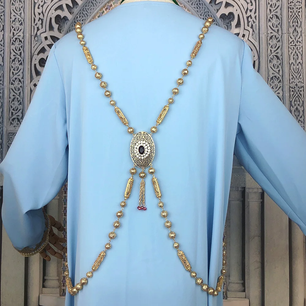 Neovisson Exquisite 18K Gold Color Women Body Shoulder Back Chain Algeria Morocco Bride Wedding