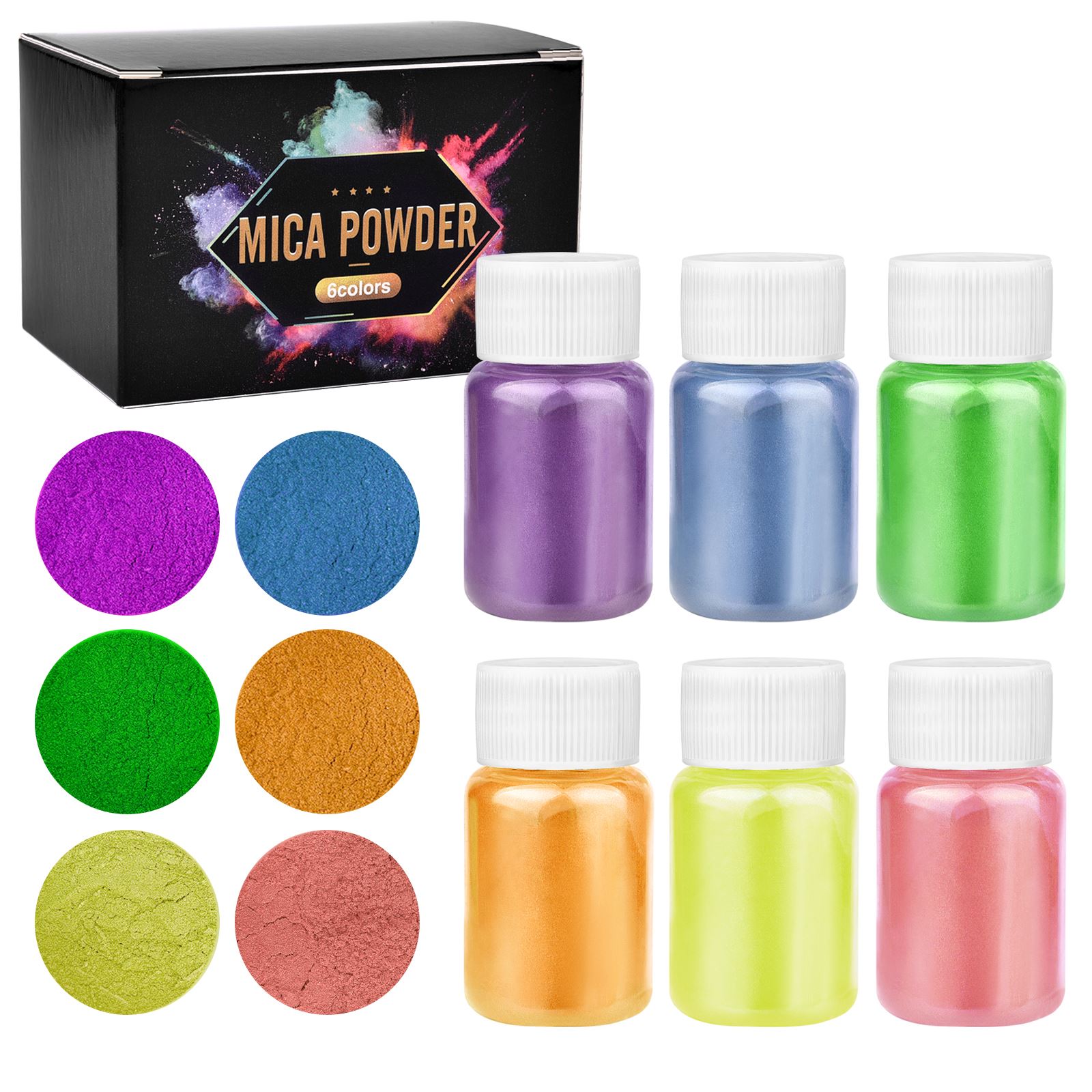 4/6Colors/Box Mica Powder Powdered Pigments Set Epoxy Resin Dye Resin Mica Pearlescent Resin Pearl Natural Micas Colorants Resin