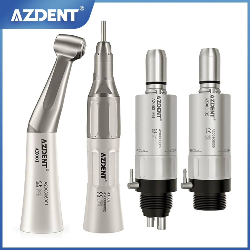 AZDENT Dental Low Speed Handpiece Contra Angle 1:1 Straight External Water Spray Air Motor Operation Dentistry Equipment Tool