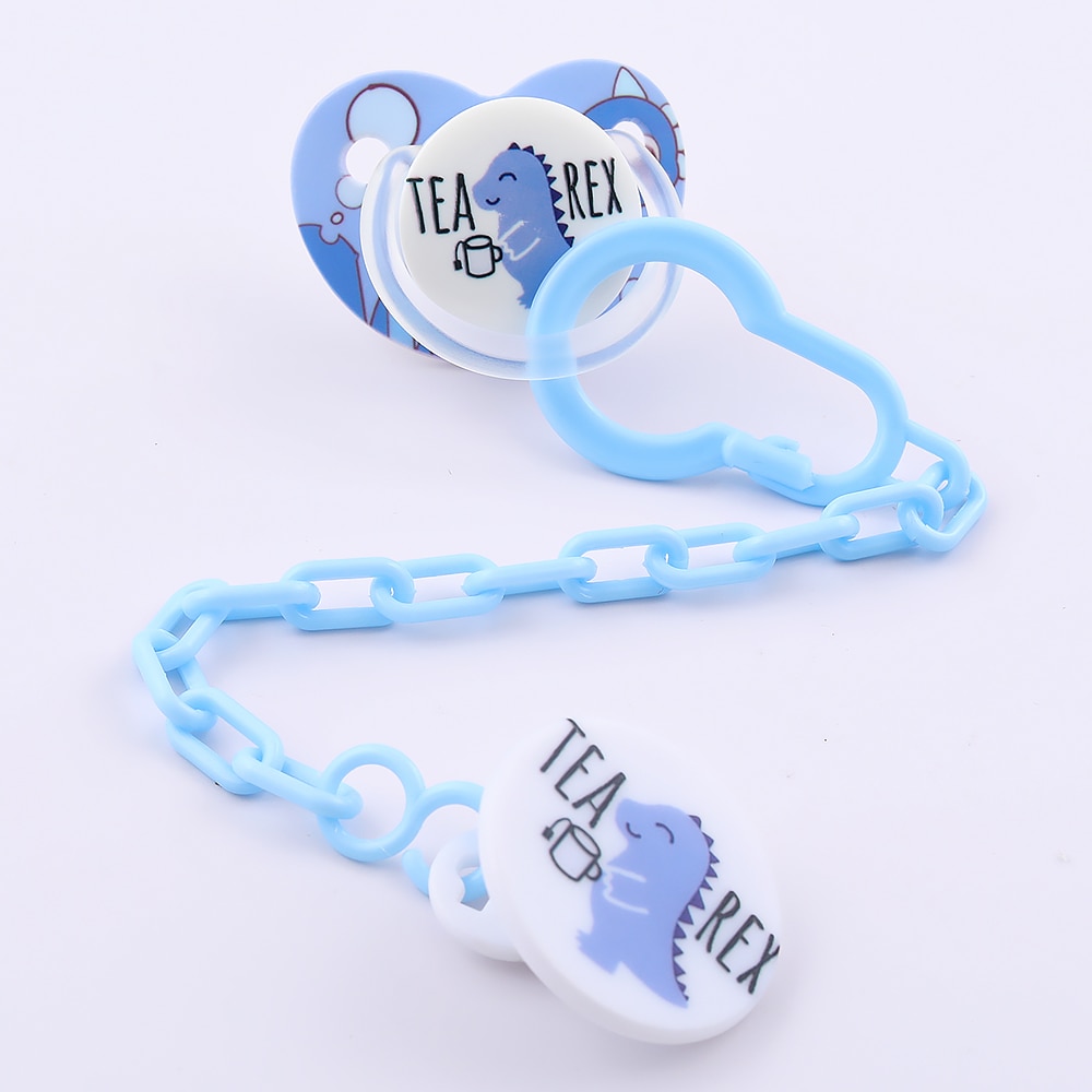 Baby Pacifier Chain Clips Custom Logo Box Set Blue Baby Shower Gift BPA Free Cartoon Pacifier Baby Stuff For Newborn Chupetes