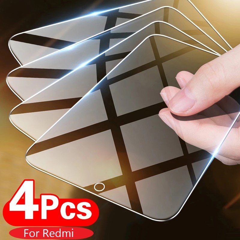 4PCS Tempered Glass for Redmi Note 12 11 10 9 8 7 Pro Plus 5G 9S 10S 9T 8T 11S Screen Protector on Redmi 9 9A 9C 9AT 8 7 glass