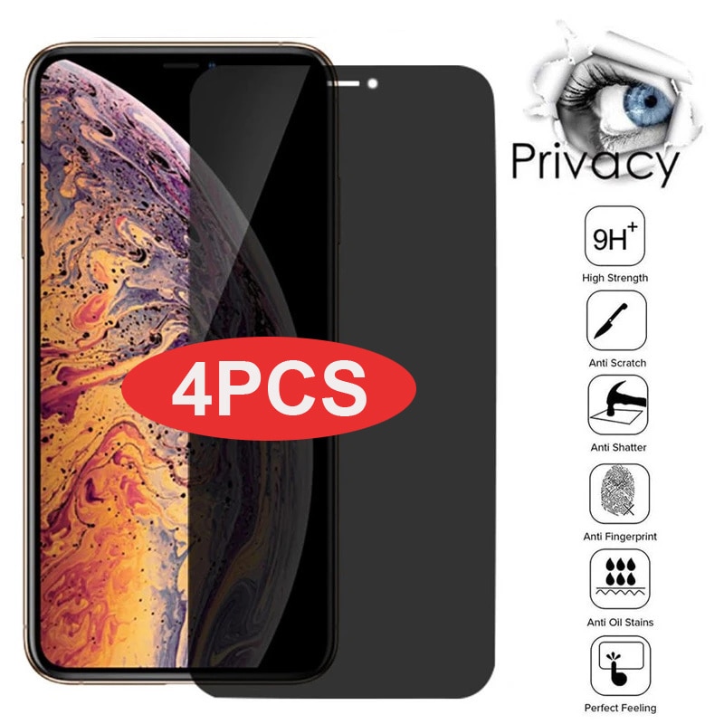 4PCS Anti-spy Screen Protectors for IPhone 13 12 11 Pro Max Private Tempered Glass for IPhone13 Mini XS MAX XR 6 7 8PLUS Privacy