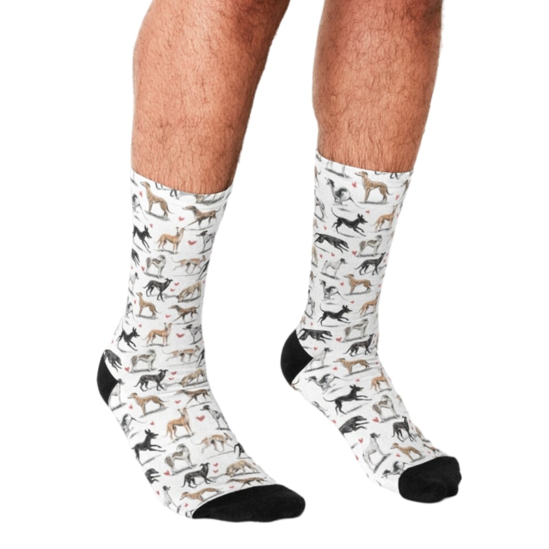 Men's Funny socks cartoon Greyhounds Socks harajuku Men Happy hip hop Novelty cute boys Crew Casual Crazy Socks for men