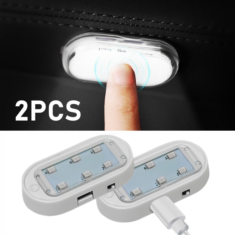 2PCS Magnet Light Rechargeable LED Lighting USB Charging LED Ceiling Light Interior Reading Lamps Car Roof Indoor Car Lighting