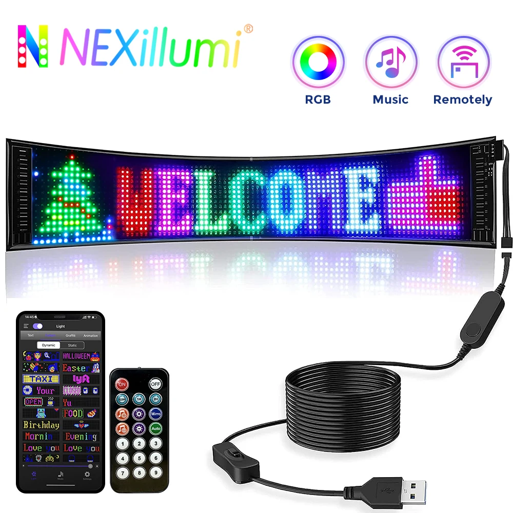 Scrolling Bright Advertising LED Signs, Flexible USB 5V Led module Sign Bluetooth App Control Custom
