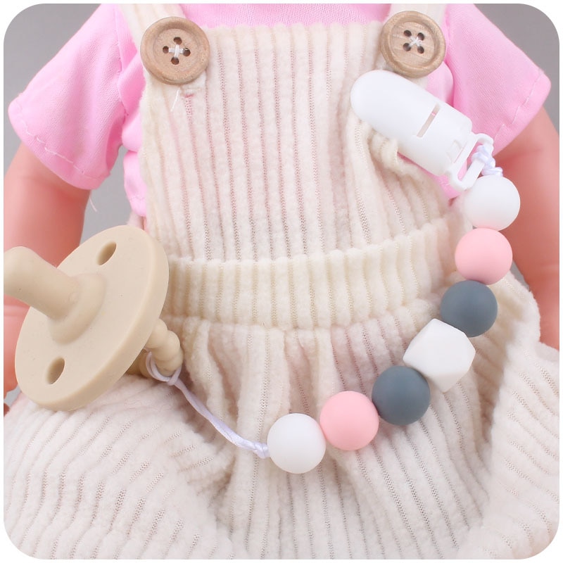 Octagonal Molar Anti-Drop Pacifier Chain Wood Chew Beads Pacifier Clips Dummy Chain Holder Cute Soother Chains Baby Teething Toy