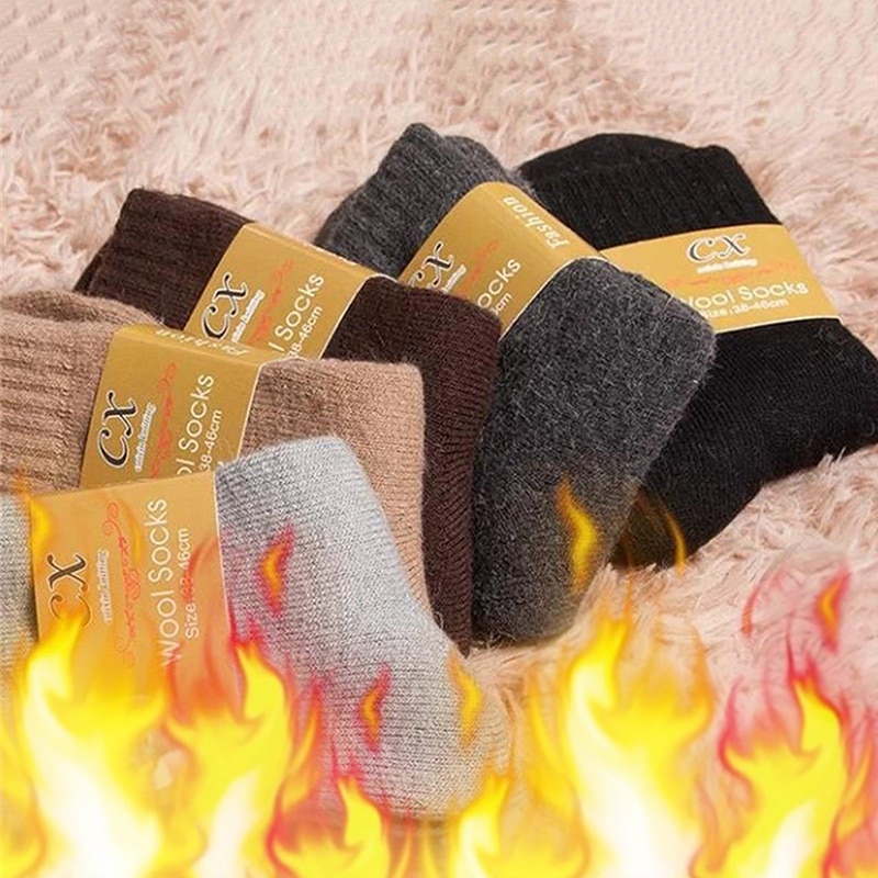 1 Pairs Winter Warm Women Socks Wool Socks Super Thicker Solid Socks Comfortable Wool Socks Against Cold Snow Terry Socks