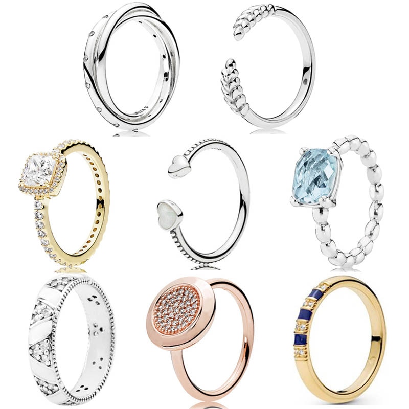 Original Swirling Symmetry Timeless Elegance Delicate Hearts Ring For Women 925 Sterling Silver Ring Pandora Gift Jewelry