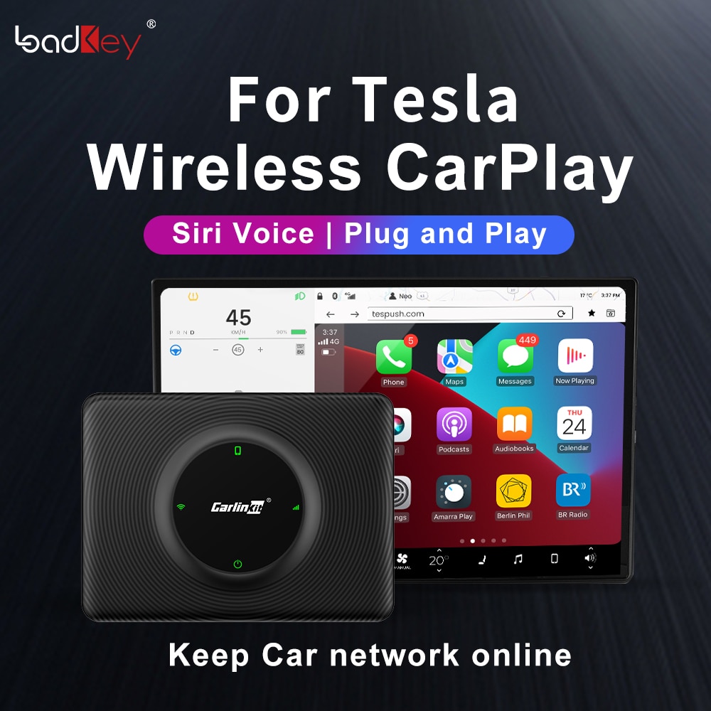 CarlinKit Wireless CarPlay For Tesla Model 3 Model X Y Model S Auto Connect Siri Voice Assistant Spotify Google Map Waze 5G WiFi