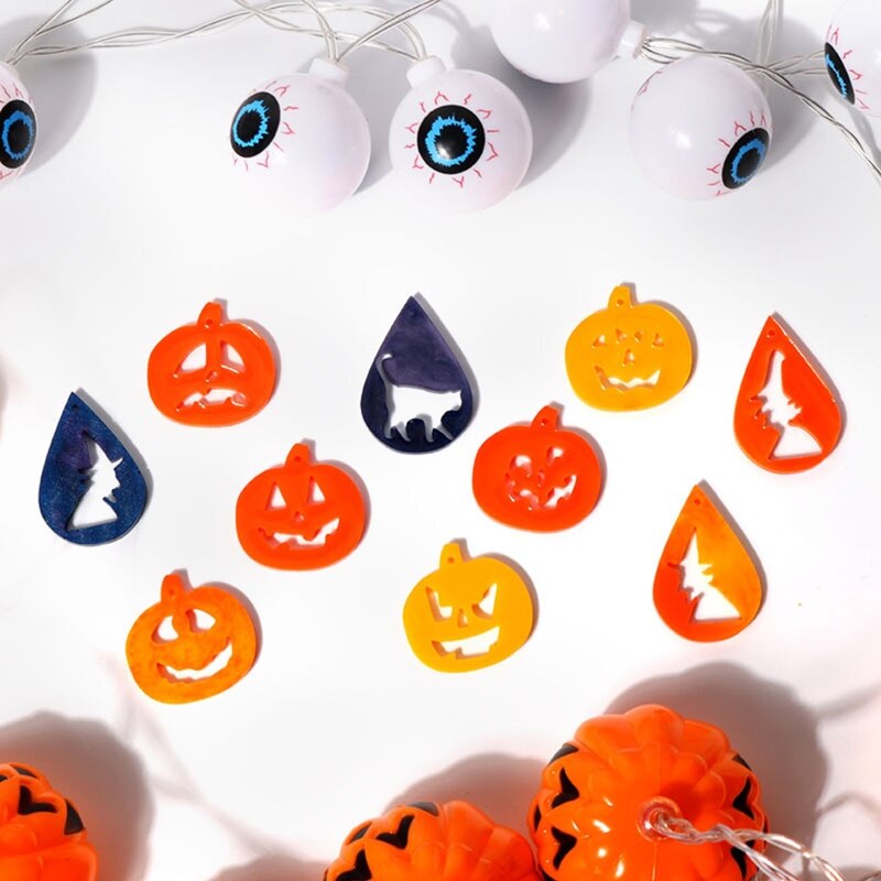 Pumpkin for CAT Witch Earring Resin Molds Halloween Dangle Earring Pendant Silicone Mold with Hanging Hole Jewelry Makin
