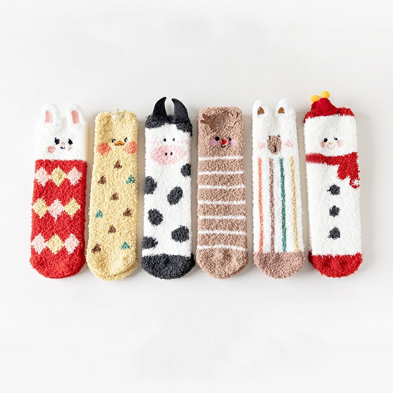 Terry Baby Socks Coral Fleece Warm Children Socks Cute Cartoon Baby Anti-slip Socks for Boys Infants Socks Girls Newborn Socks