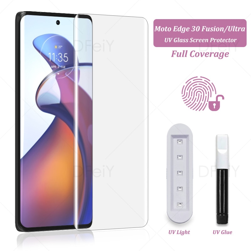 UV Screen Protector For Moto Edge 30 Ultra Tempered Glass Film Full Screen Glue For Moto Edge 30 Fusion Full Cover UV Glass
